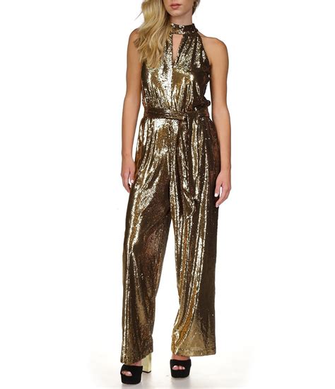 michael kors jumpsuit dillards|Michael Kors embellished halter jumpsuit.